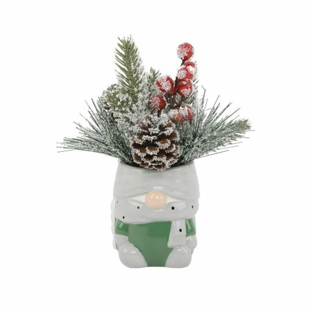 TRUCO Christmas Mix in Gnome Ceramic Pot - Green - 3.25X3X4 TR2970908